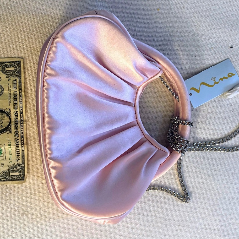 Nina Pink Satin Mini Bag with Chain